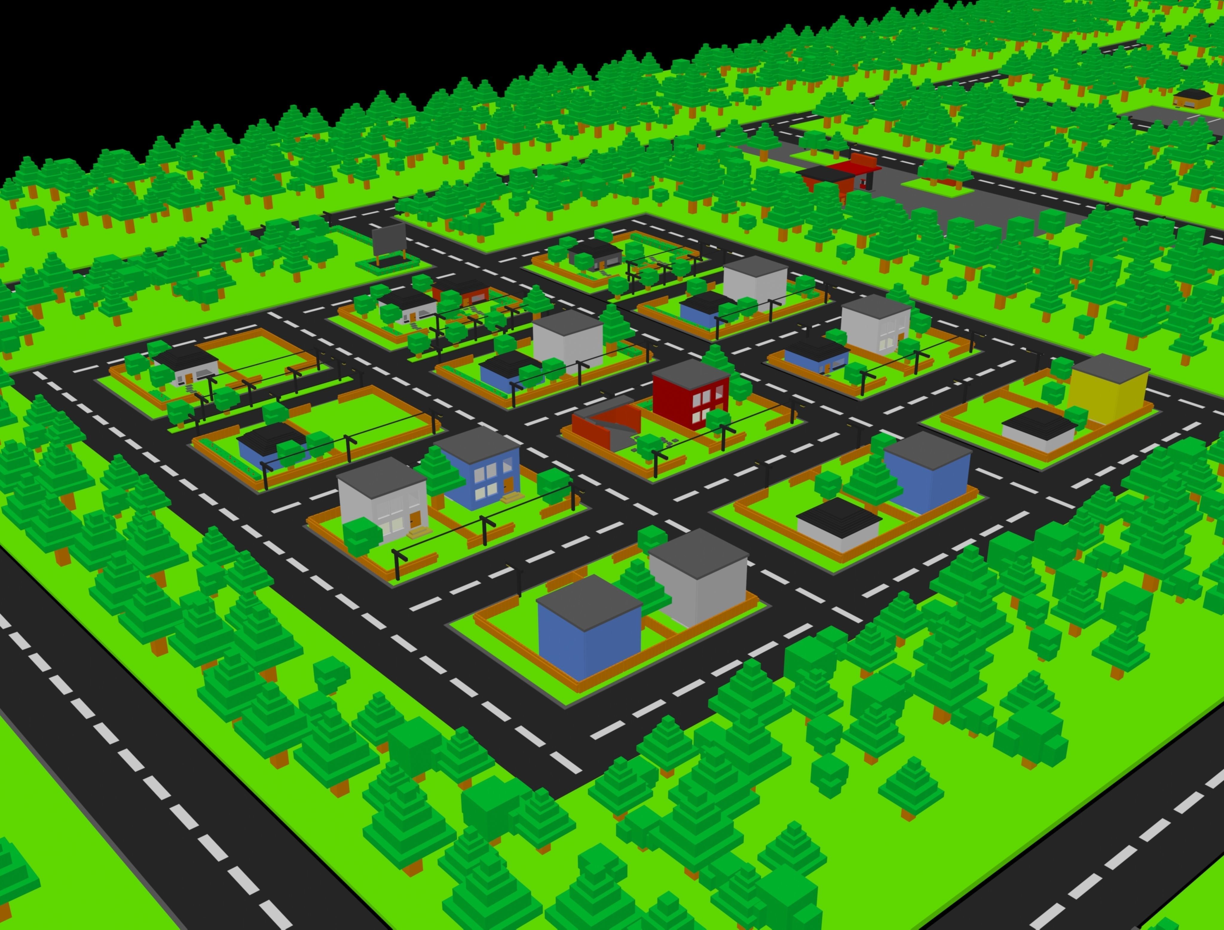 Low Poly Residence minecraft map Free 3D model_2