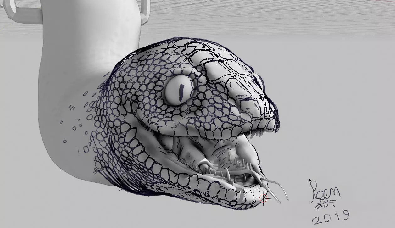 grease pencil snake 3D model_0