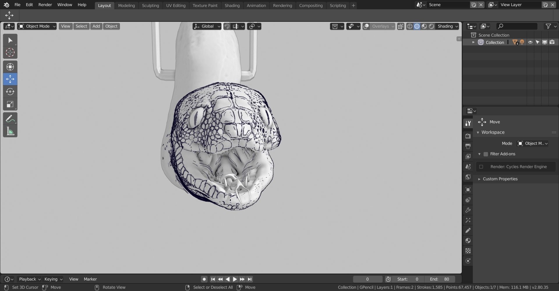 grease pencil snake 3D model_5