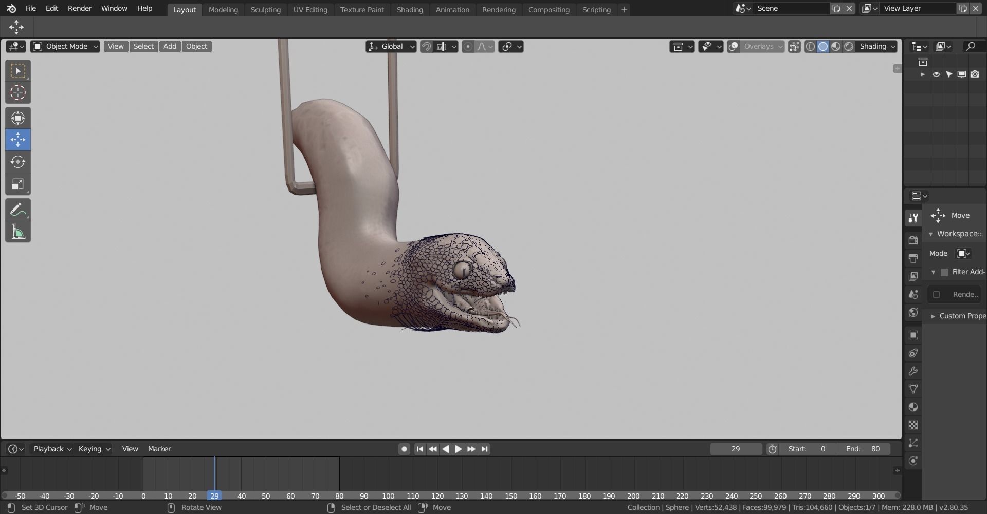 grease pencil snake 3D model_7