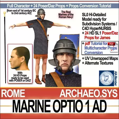 Roman Marine Optio 1 AD with Poser Daz Props 3D model