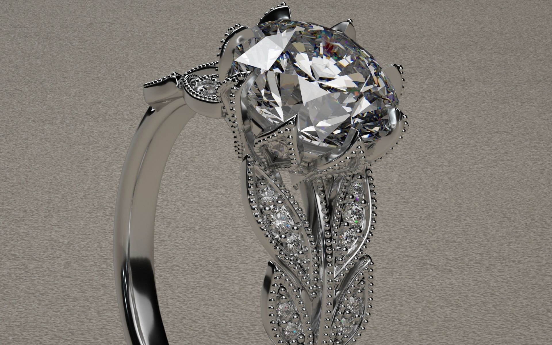 Leaf ring 3D print model_6