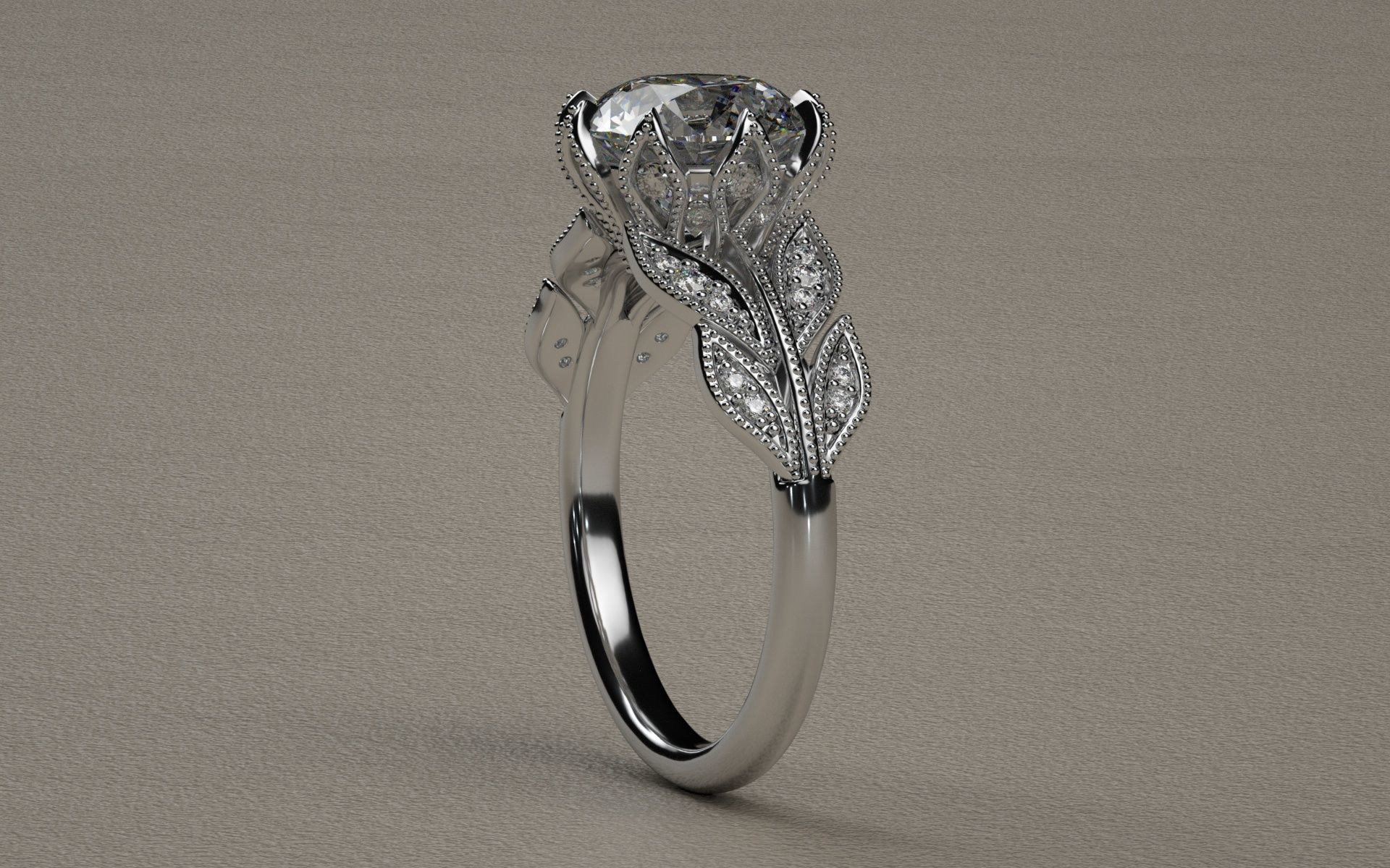 Leaf ring 3D print model_5
