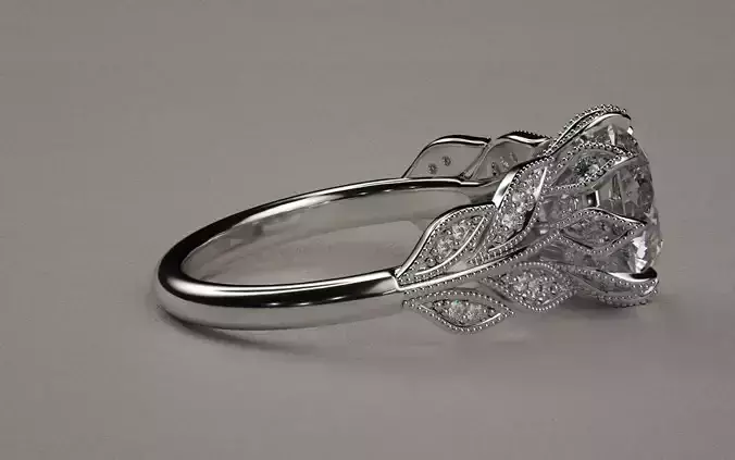 Leaf ring 3D print model
