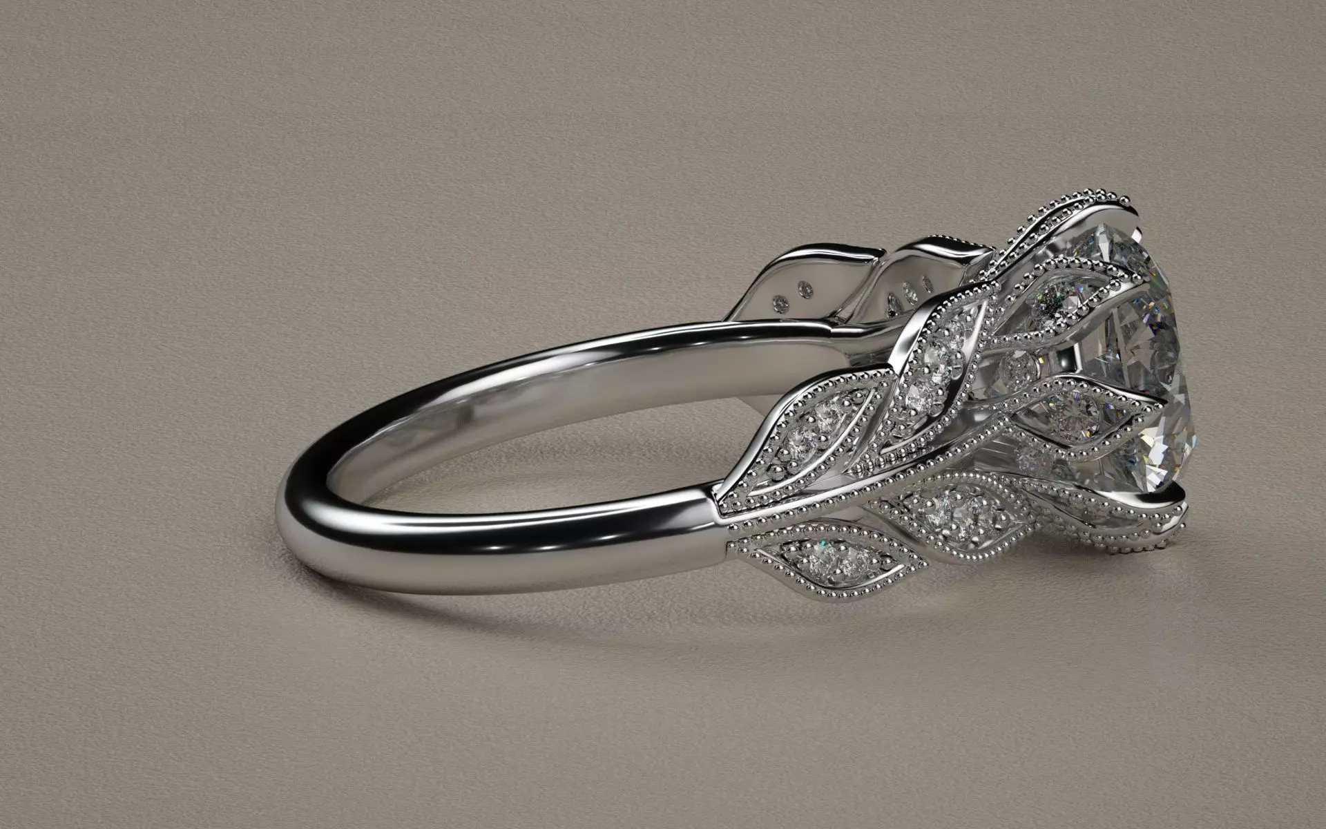 Leaf ring 3D print model_0