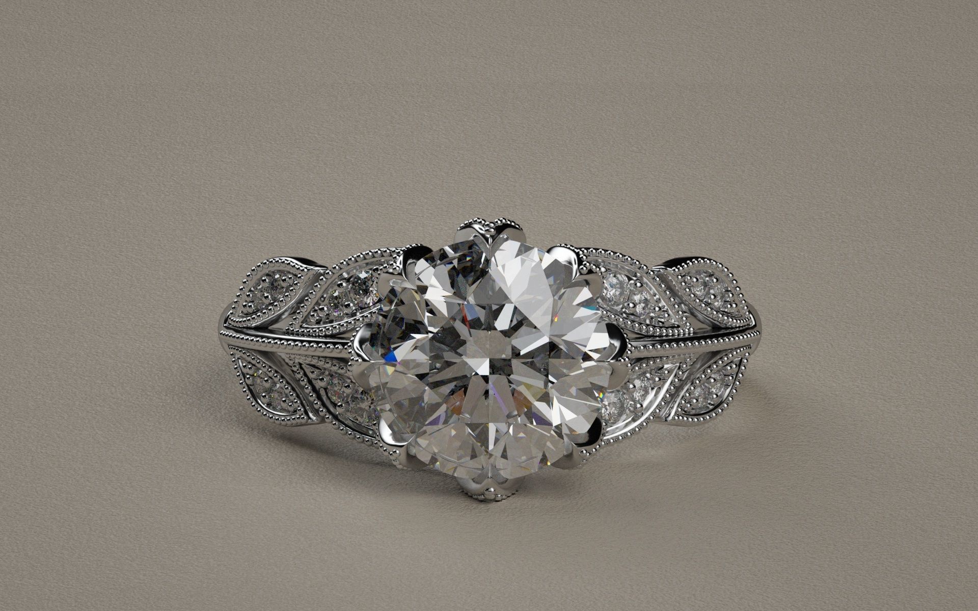 Leaf ring 3D print model_2