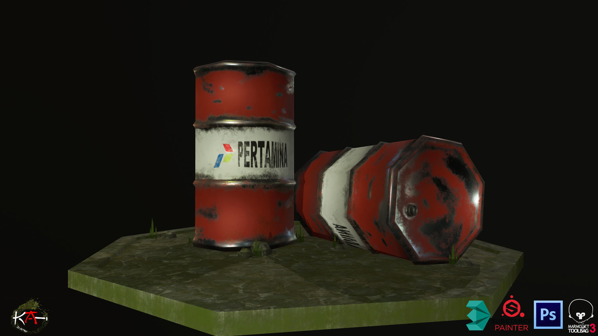 Barrel Pertamina Asset Low-poly 3D model_3