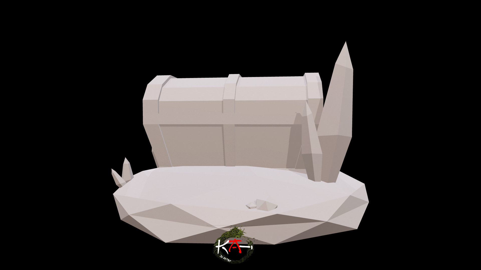 Treasure Box Low-poly 3D model_7