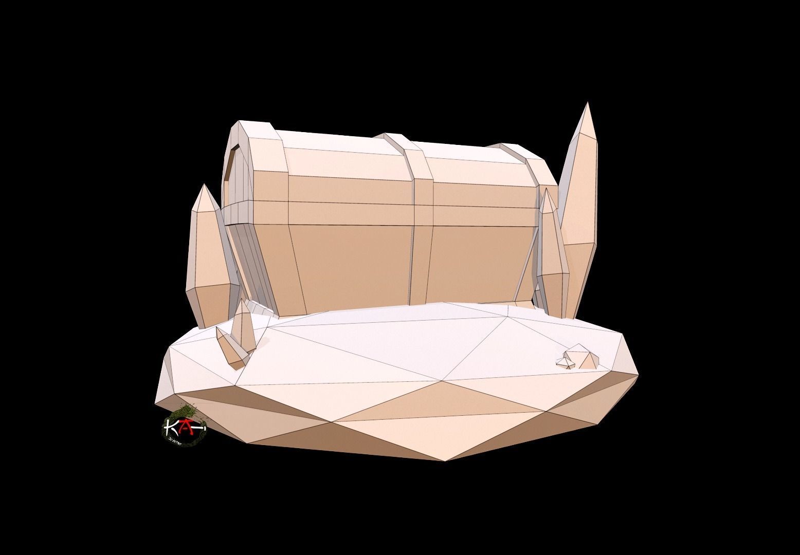 Treasure Box Low-poly 3D model_3