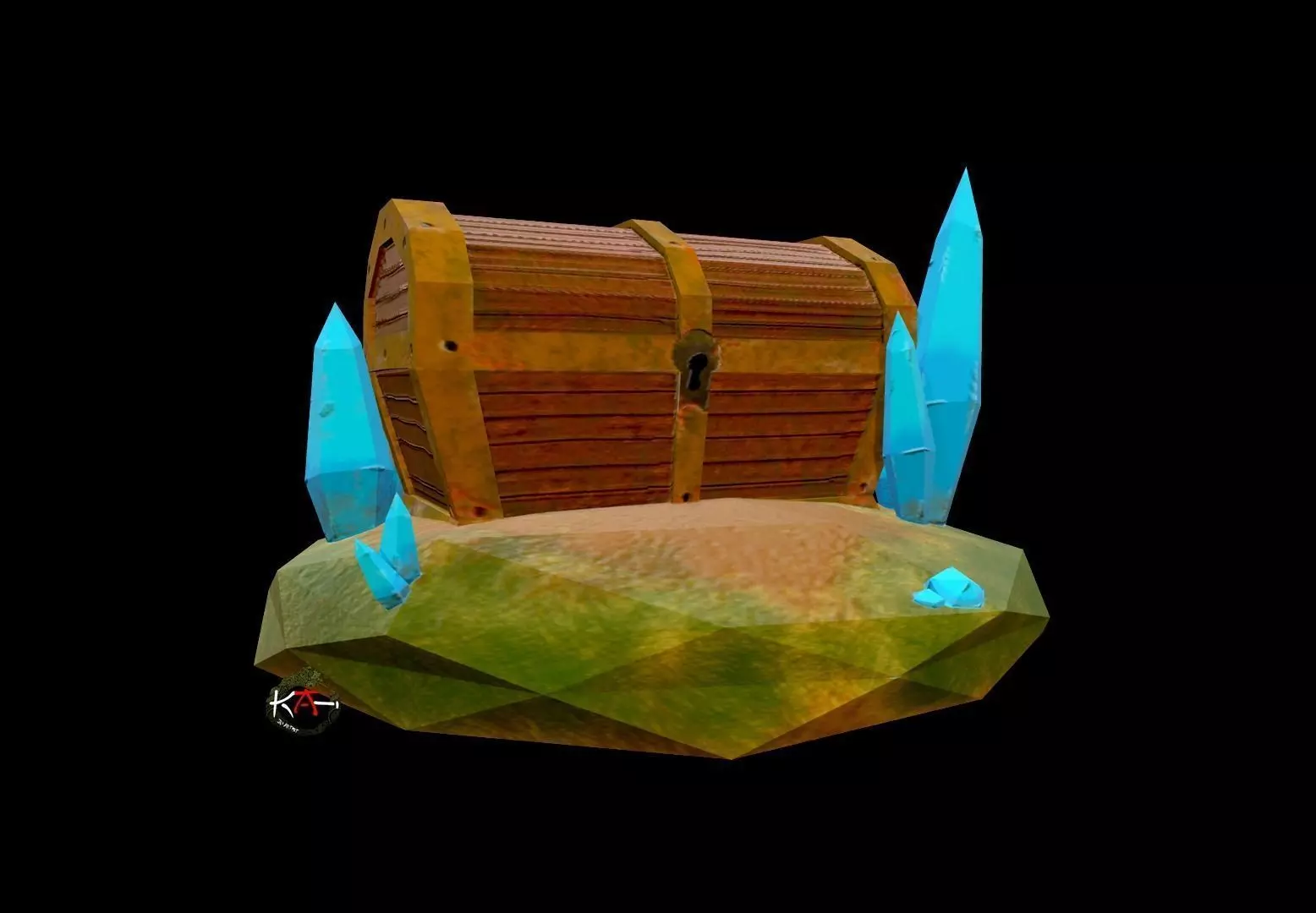Treasure Box Low-poly 3D model_0