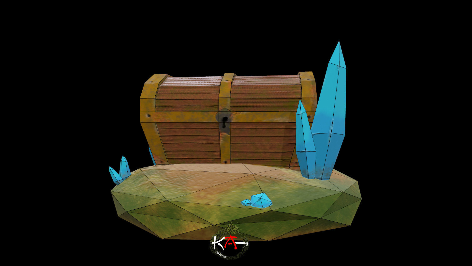 Treasure Box Low-poly 3D model_5