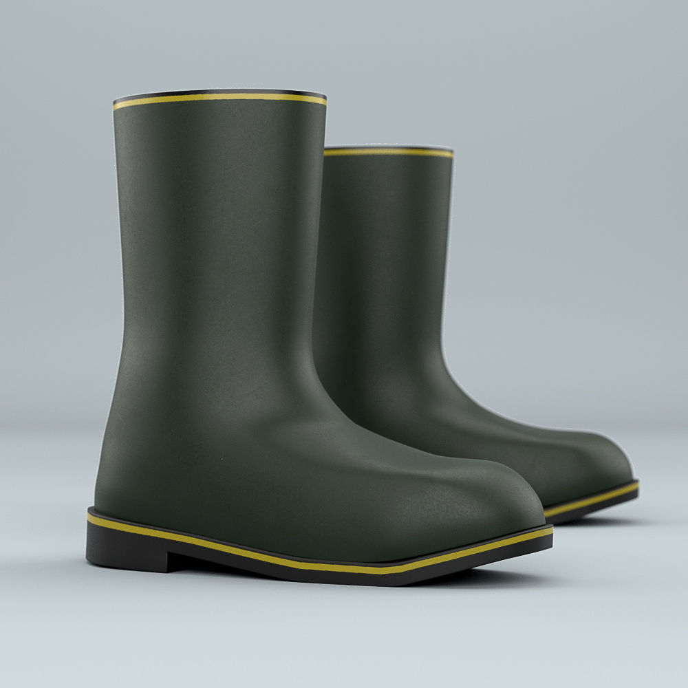 Biohazard protective rubber boots Low-poly 3D model_1