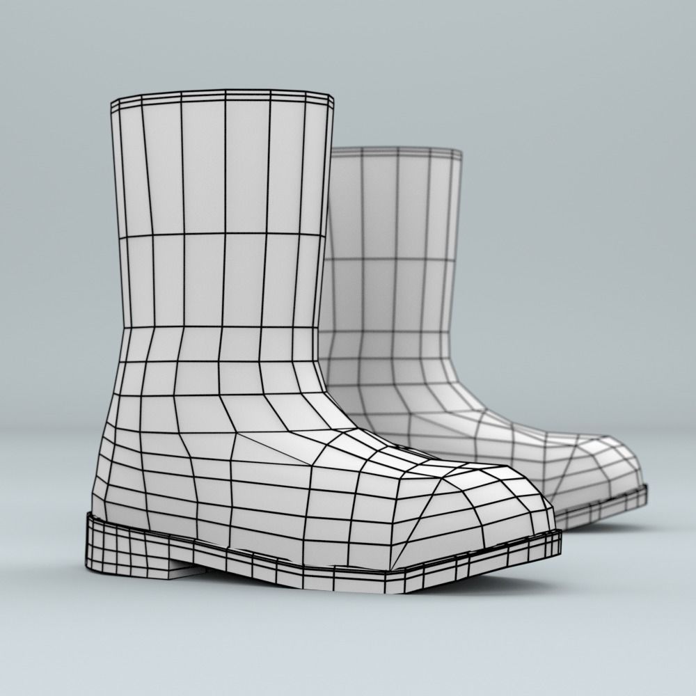 Biohazard protective rubber boots Low-poly 3D model_4