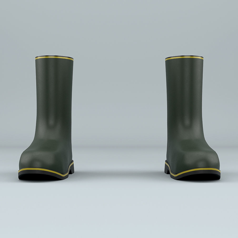 Biohazard protective rubber boots Low-poly 3D model_0