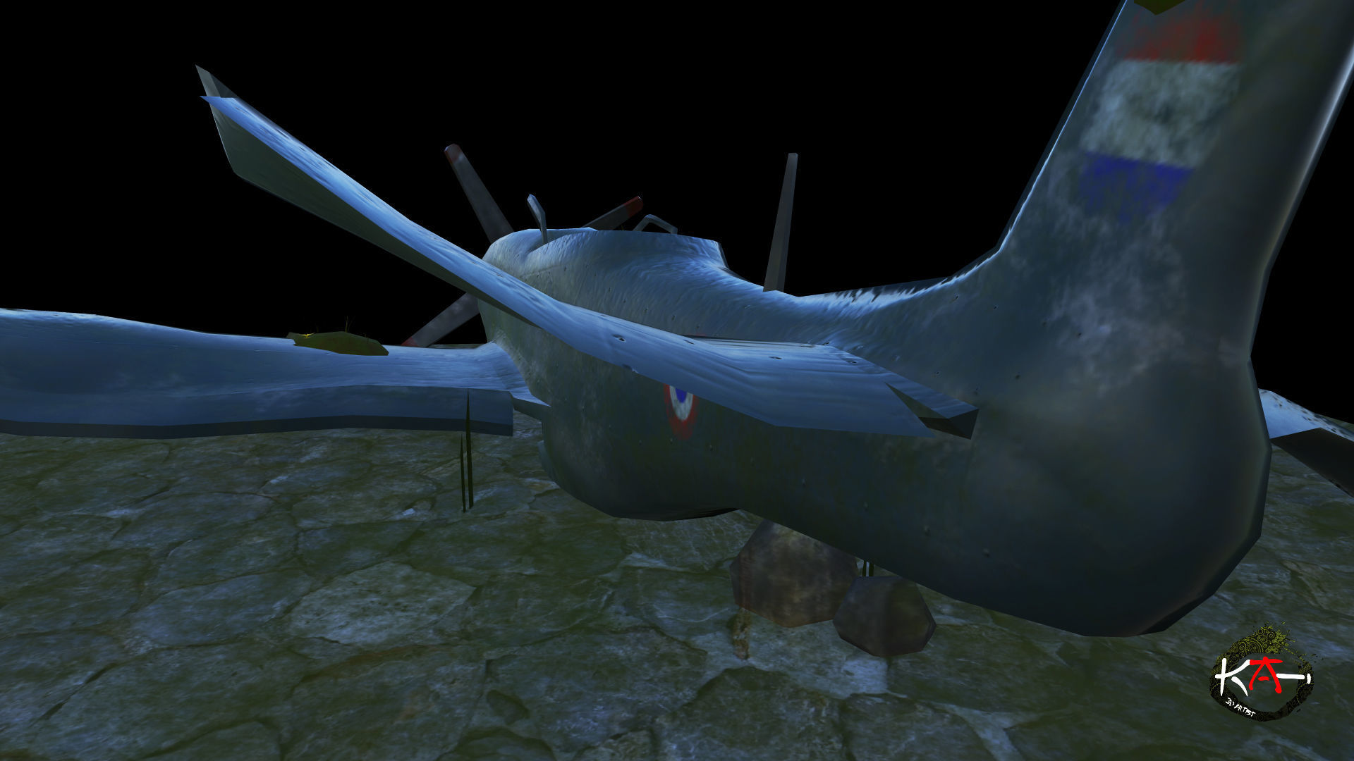 P51 Mustang Damage Low-poly 3D model_10