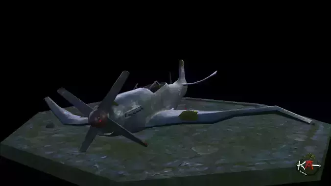 P51 Mustang Damage Low-poly 3D model