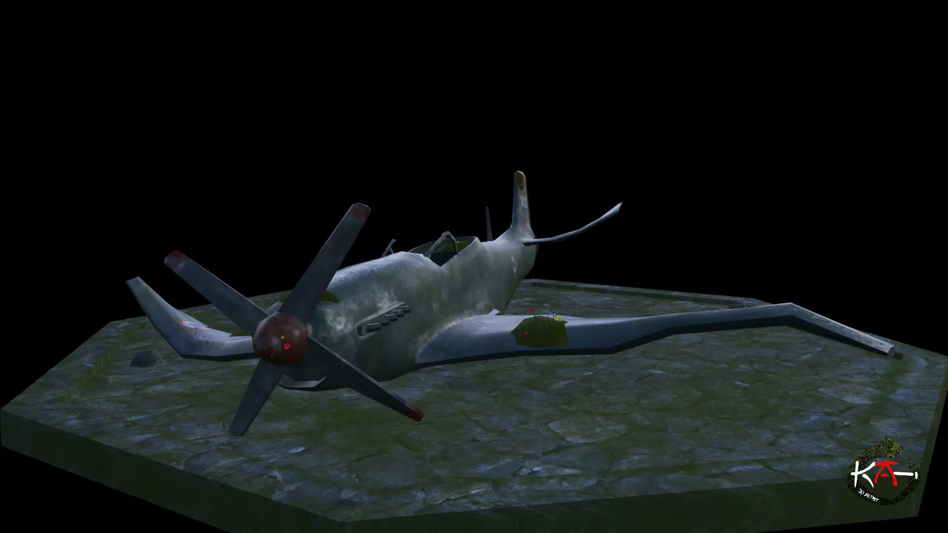 P51 Mustang Damage Low-poly 3D model_0