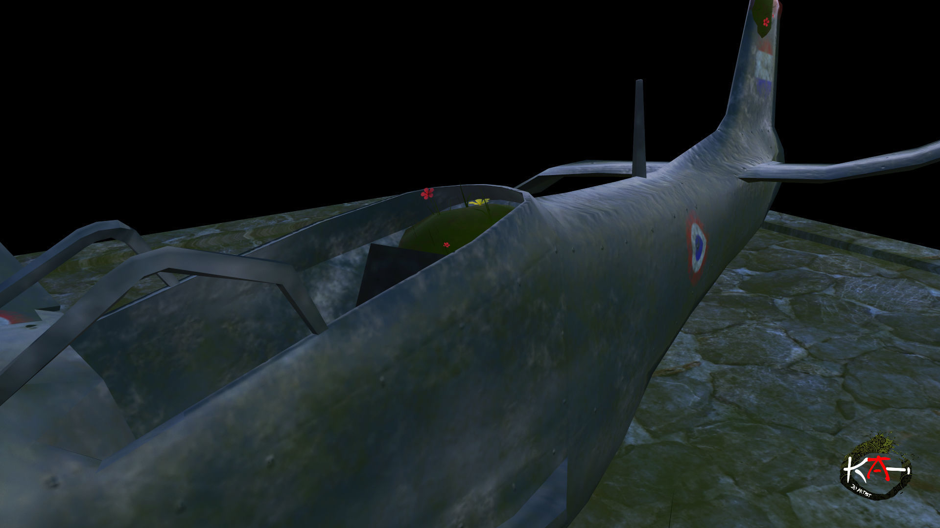 P51 Mustang Damage Low-poly 3D model_7