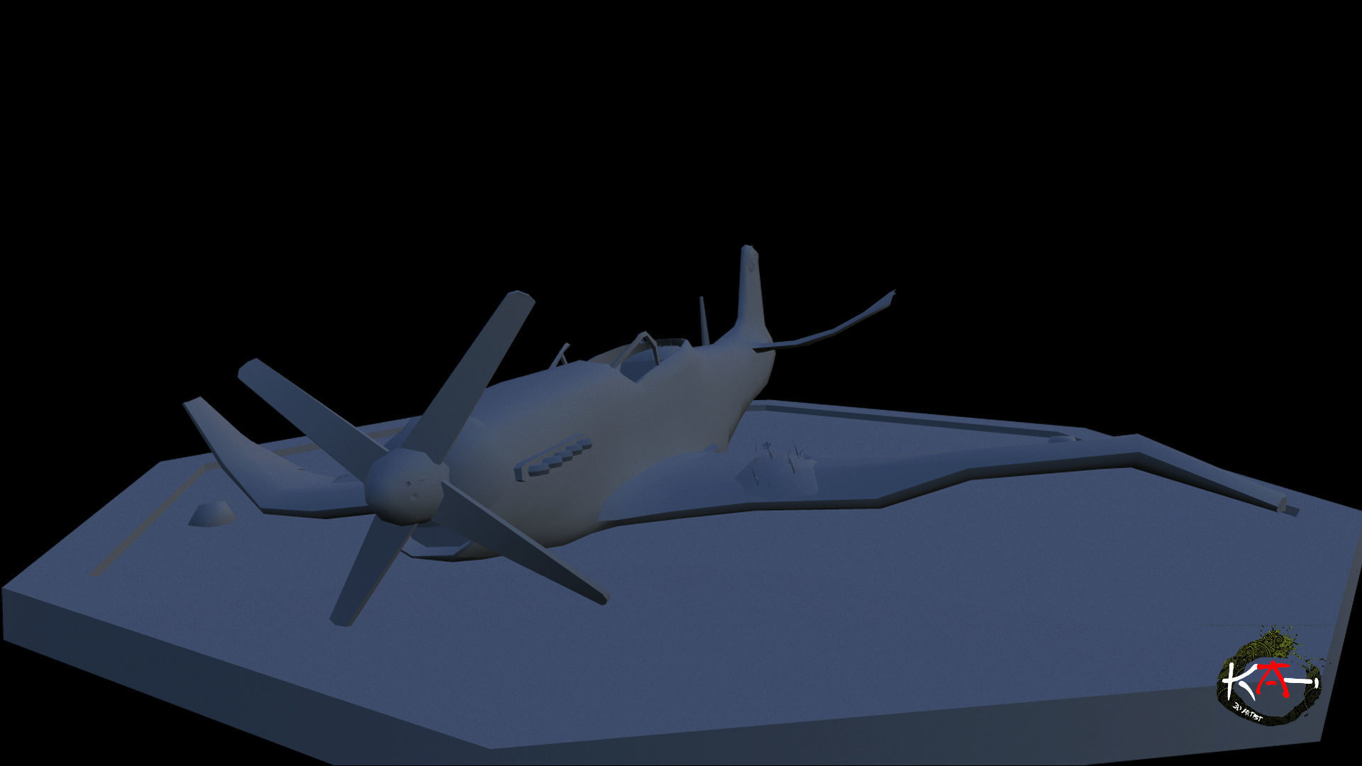 P51 Mustang Damage Low-poly 3D model_5