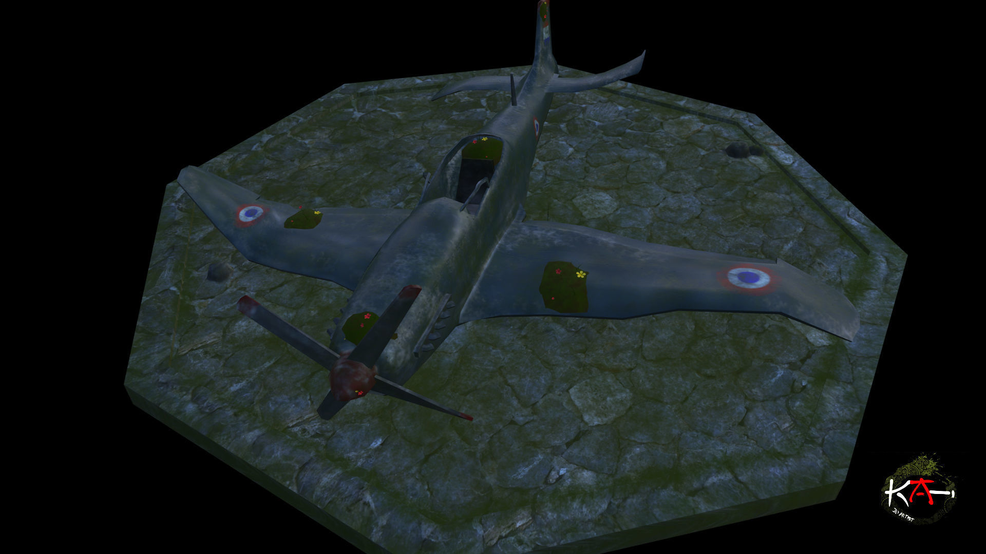 P51 Mustang Damage Low-poly 3D model_8