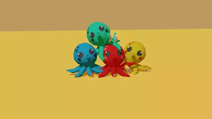 Cute Low Poly Octopus Low-poly 3D model
