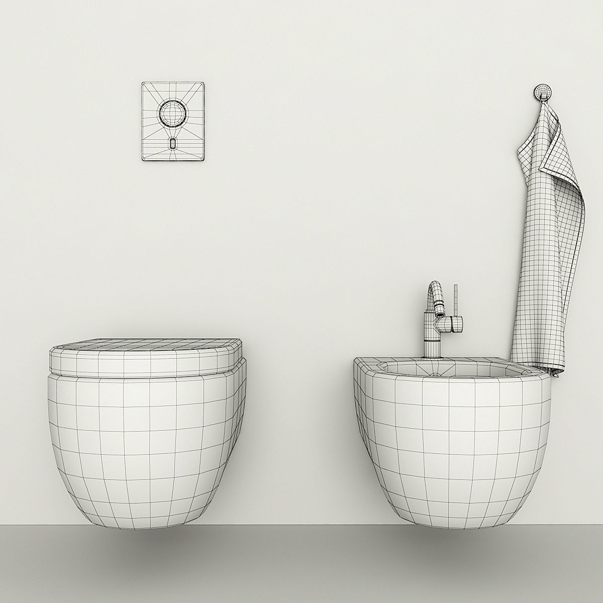 Toilet and bidet Villeroy 3D model_2