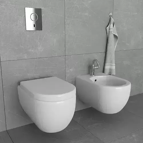 Toilet and bidet Villeroy 3D model