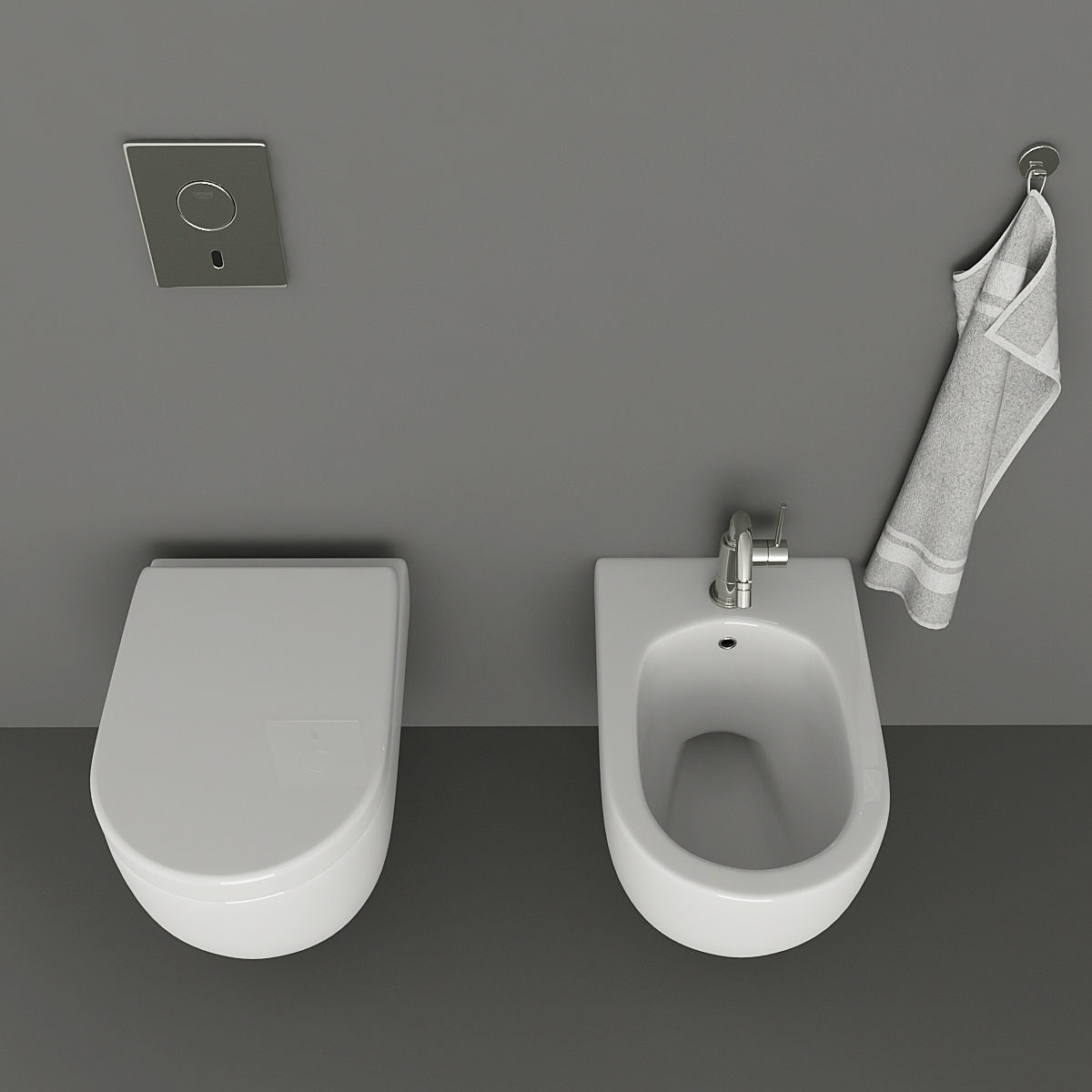 Toilet and bidet Villeroy 3D model_13