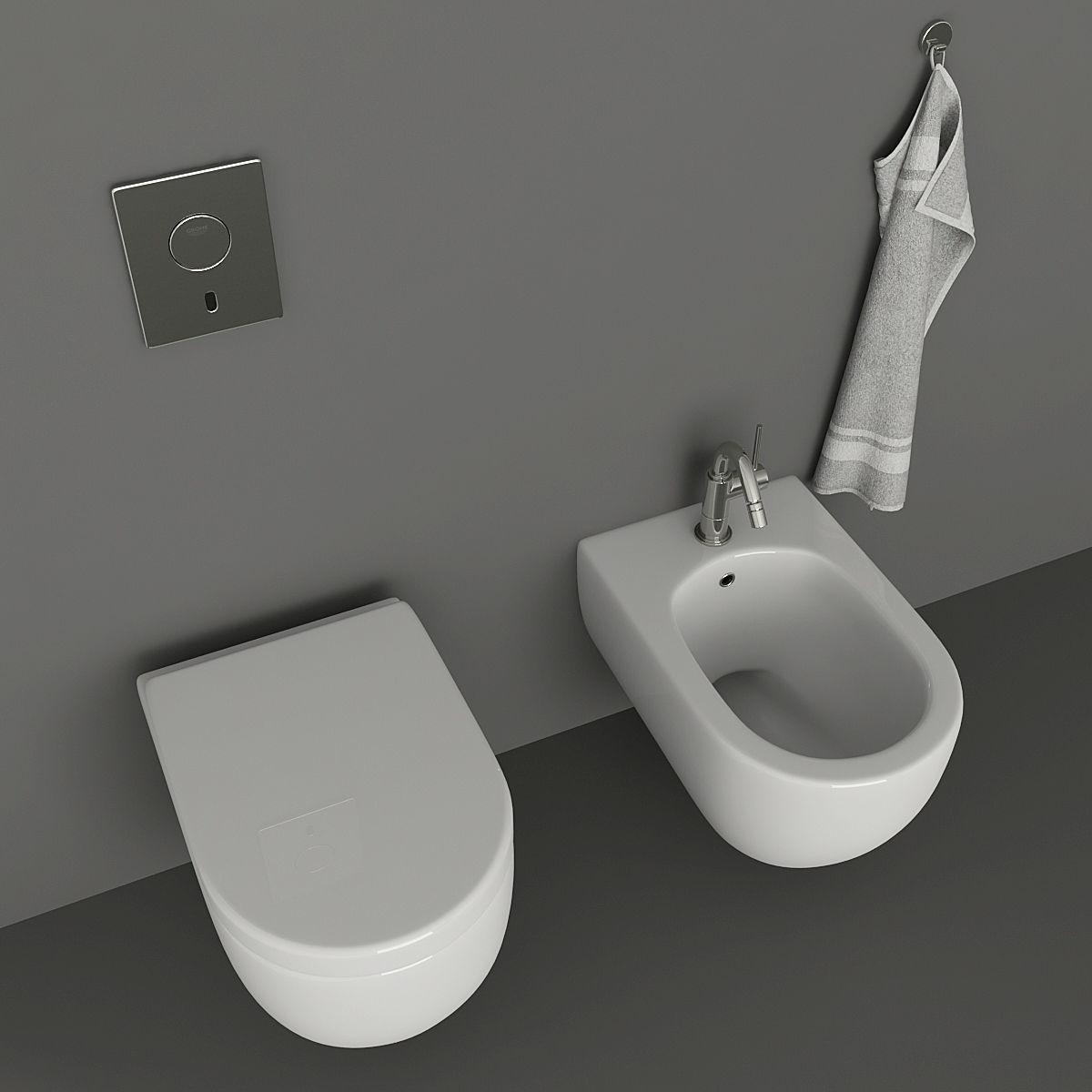 Toilet and bidet Villeroy 3D model_10