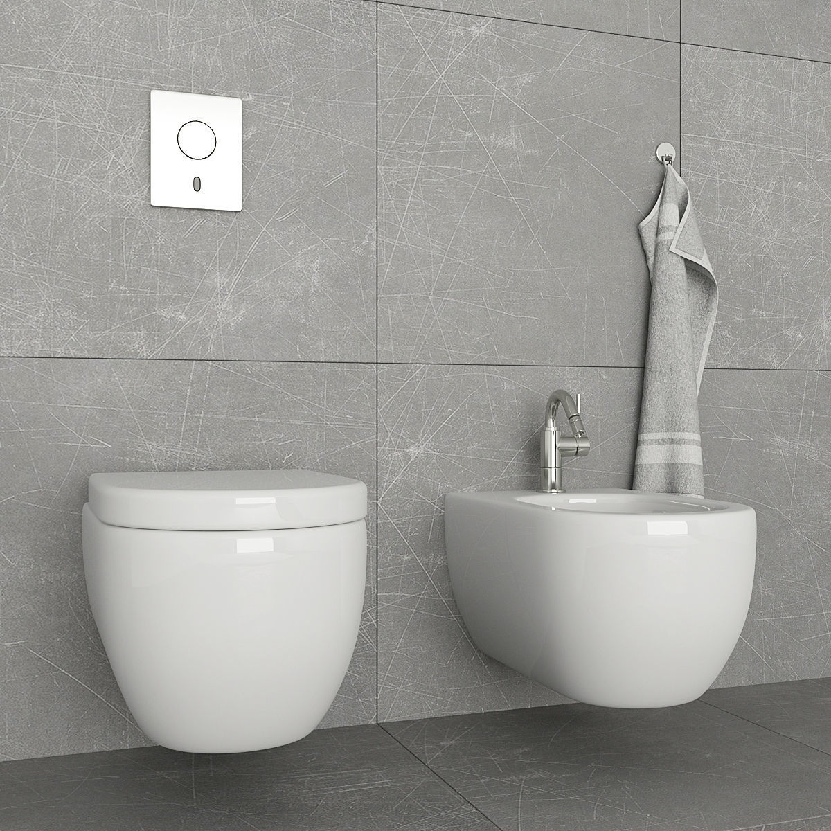Toilet and bidet Villeroy 3D model_6