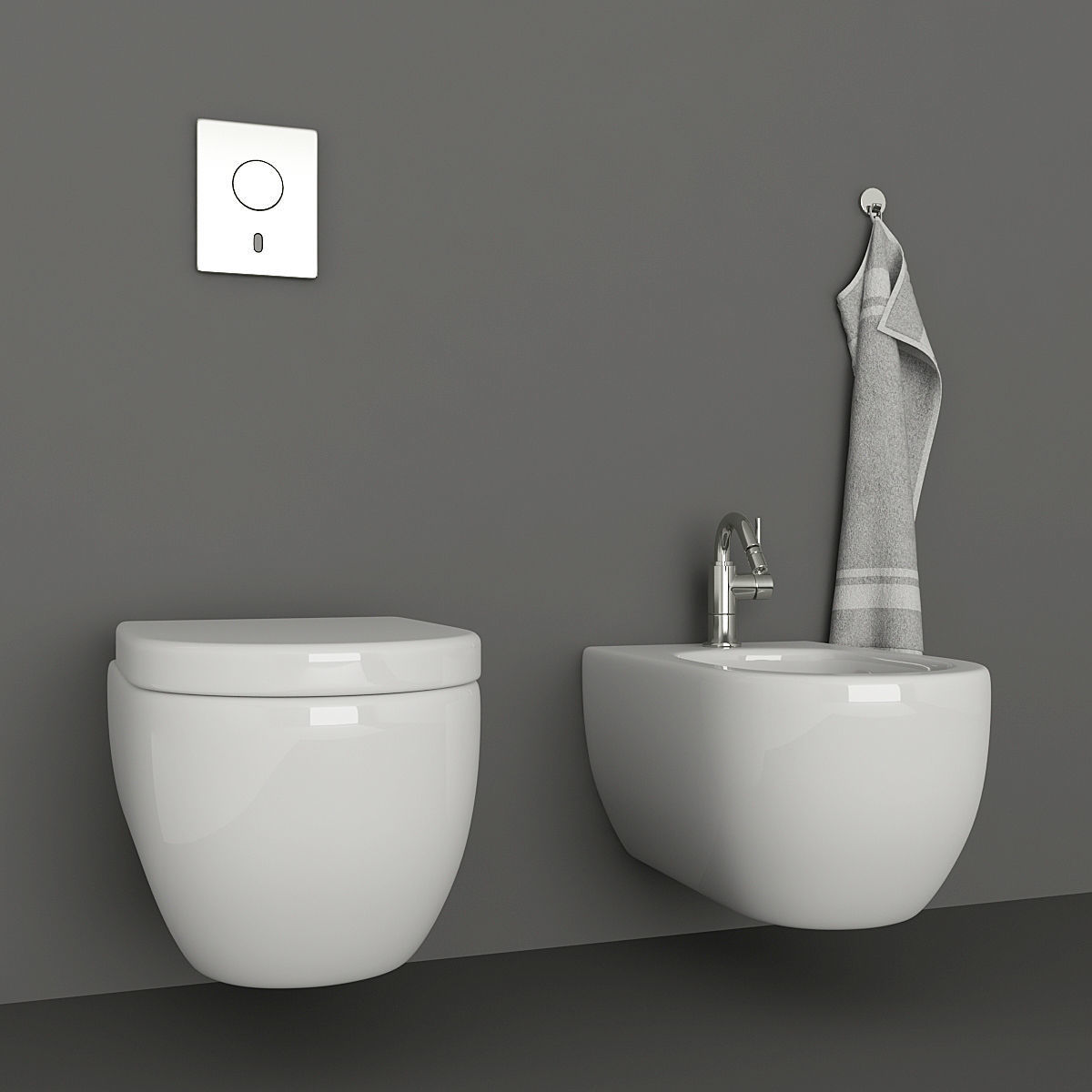 Toilet and bidet Villeroy 3D model_9