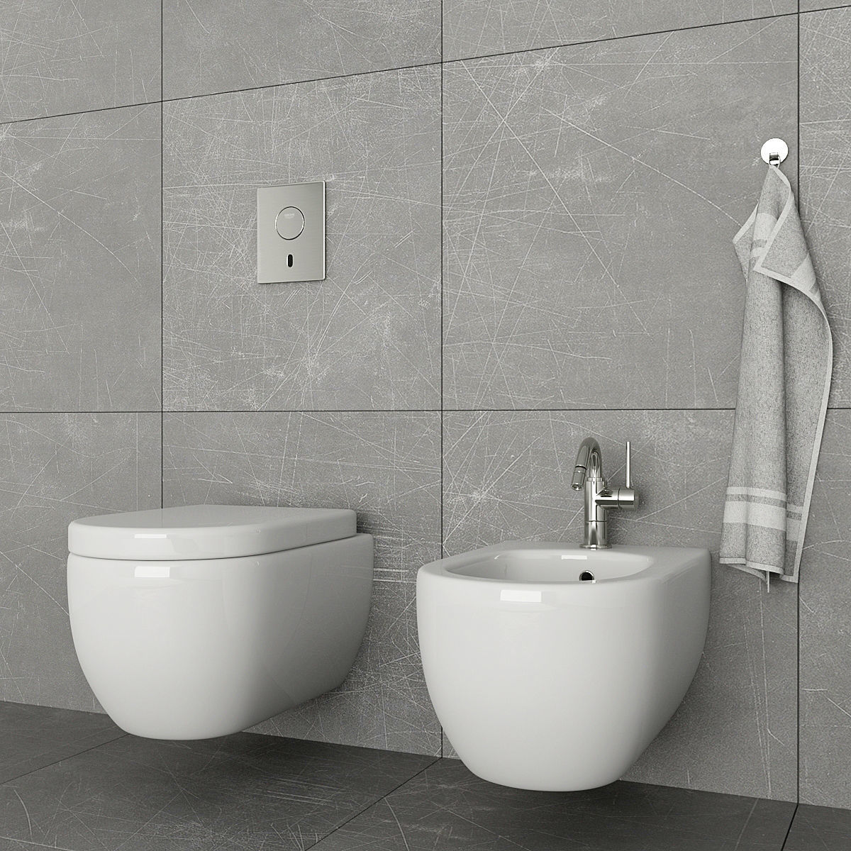 Toilet and bidet Villeroy 3D model_3