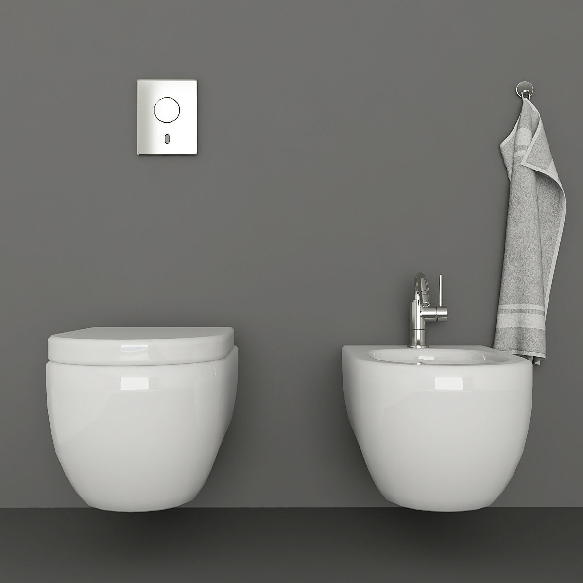 Toilet and bidet Villeroy 3D model_8