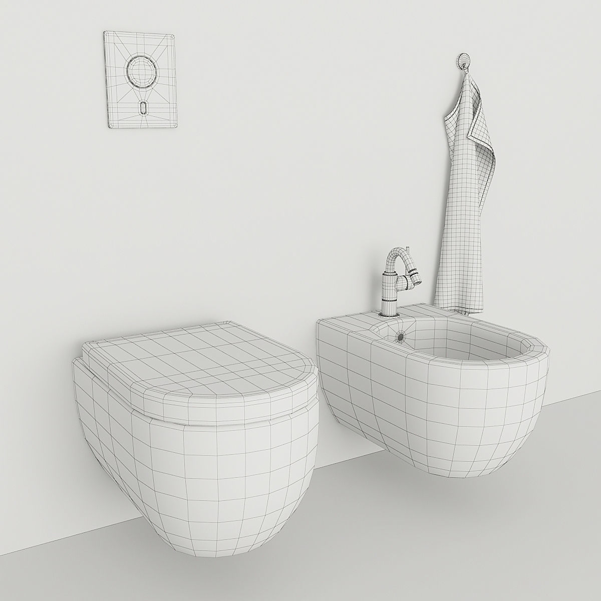 Toilet and bidet Villeroy 3D model_12