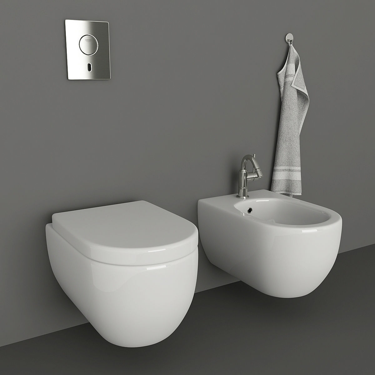 Toilet and bidet Villeroy 3D model_11