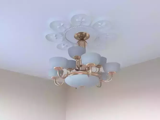 Chandelier in Art Nouveau style with ceiling decor ring 3D model