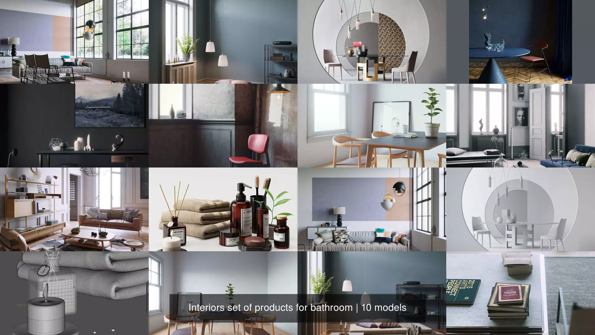 Interiors set of products for bathroom 3D Model Collection_0