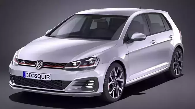 LowPoly Volkswagen Golf GTI 2018 5d Low-poly 3D model