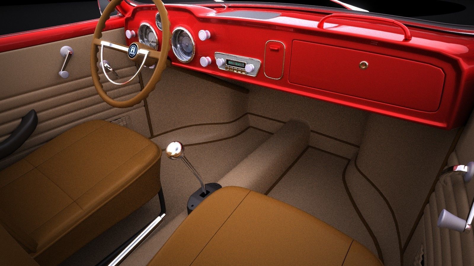 Volkswagen Karmann Ghia Coupe 1955-1974 VRAY 3D model_13