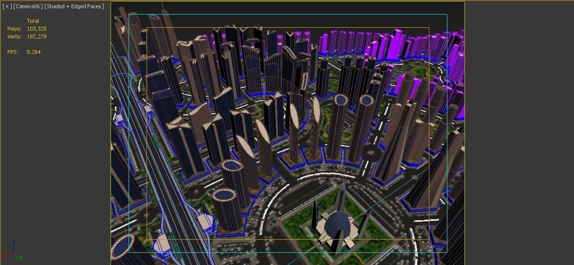 Cityscape city in shape of triangle Low-poly 3D model_9