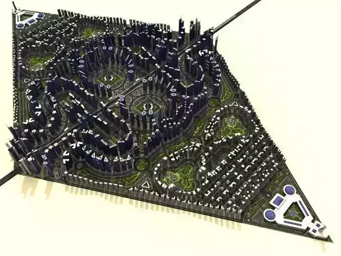 Cityscape city in shape of triangle