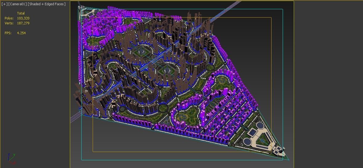 Cityscape city in shape of triangle Low-poly 3D model_13