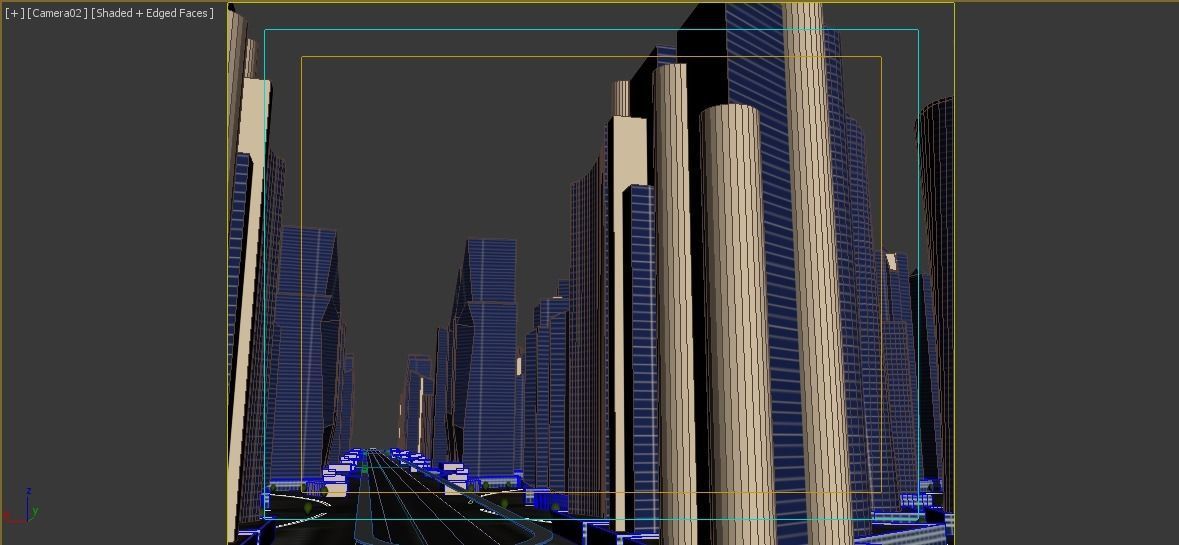 Cityscape city in shape of triangle Low-poly 3D model_8