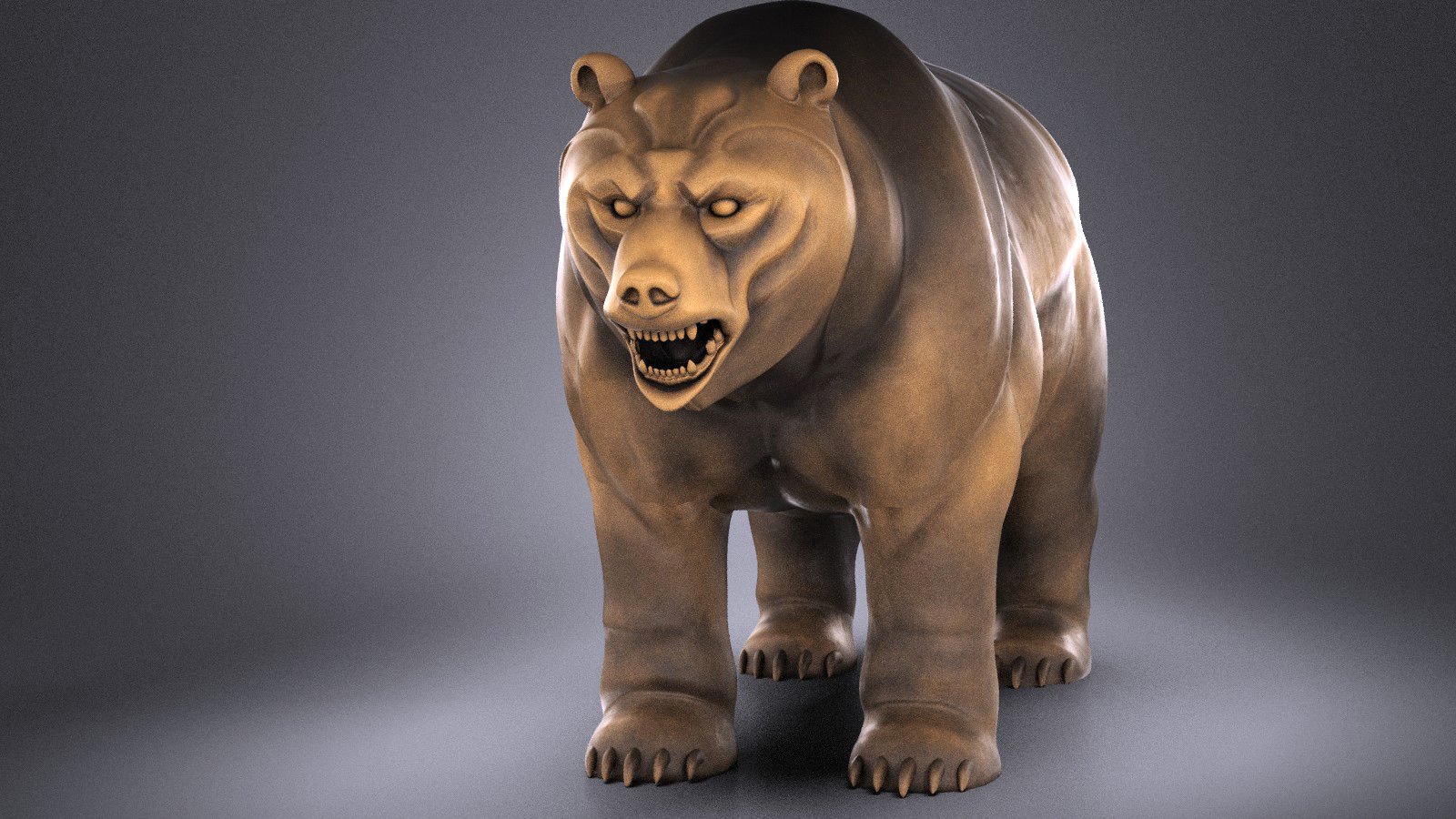 Wallstreet Bear Sculpture 3D model_3
