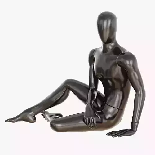 Faceless sitting male mannequin 24 3D model
