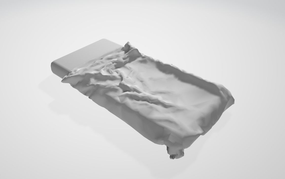 Dirty old Bed with mattress and blanket Low-poly 3D model_4