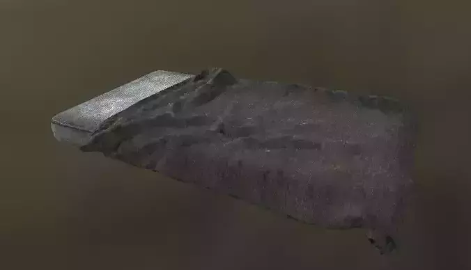 Dirty old Bed with mattress and blanket Low-poly 3D model