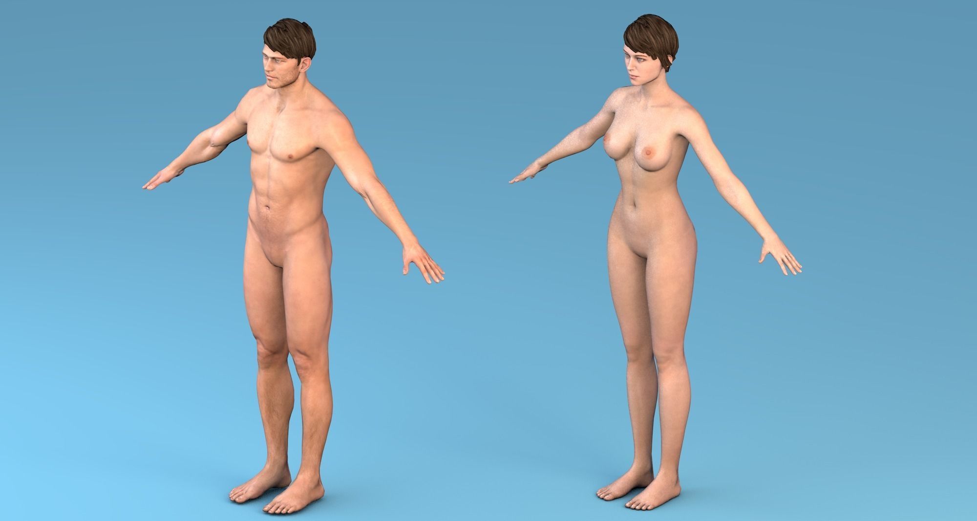Character Male - Female Low-poly 3D model_1