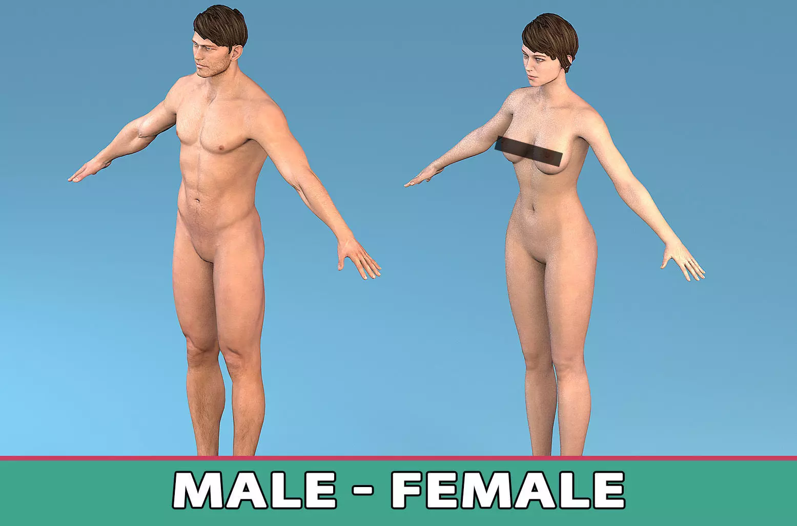 Character Male - Female Low-poly 3D model_0