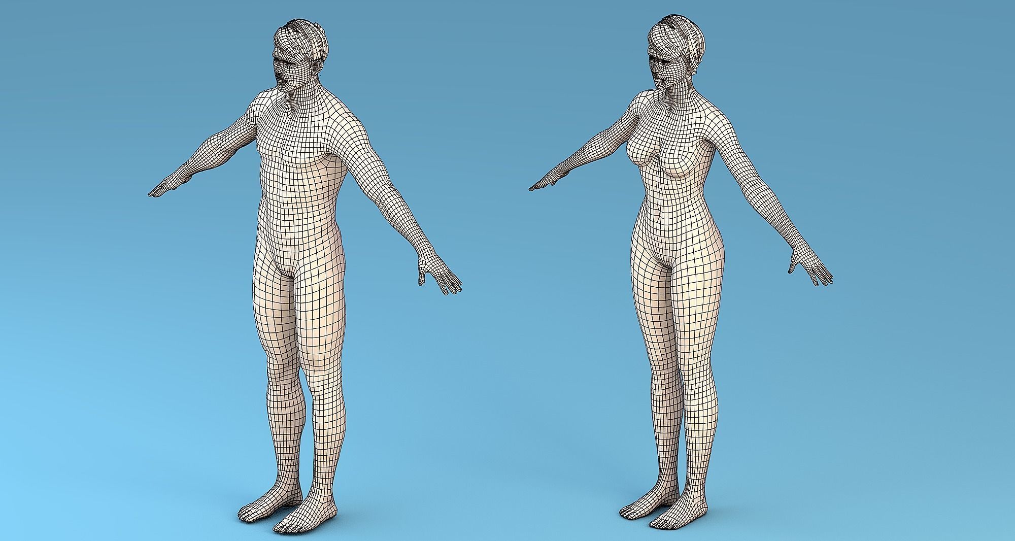 Character Male - Female Low-poly 3D model_2